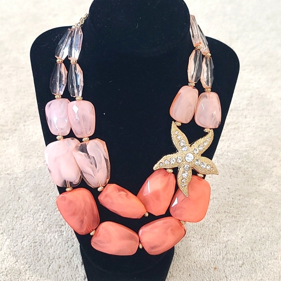 Starfish Large Bead Necklace with matching  Earrings - Picture 1 of 4